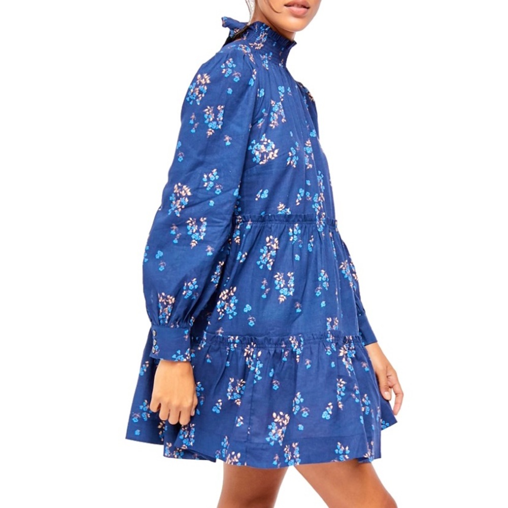 NWT Free People Petit Fours Indigo Mini Dress. L - Picture 2 of 9